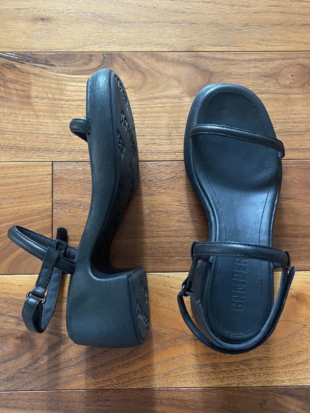 Camper Thelma black leather platform Sandals in black - sz 40 - US 9.5